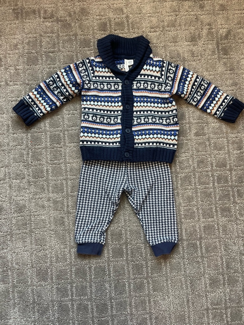 Baby Boys Janie & Jack navy cardigan and pant set
